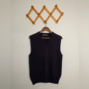 Gender Neutral Greenwich 100% Cotton Grandpa Chic Black Knit Pullover Vest SZ M